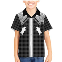 Aloha Hawaii Cowboys Paniolo Family Matching Mermaid Dress and Hawaiian Shirt Black Palaka LT7 Son's Shirt Black - Polynesian Pride