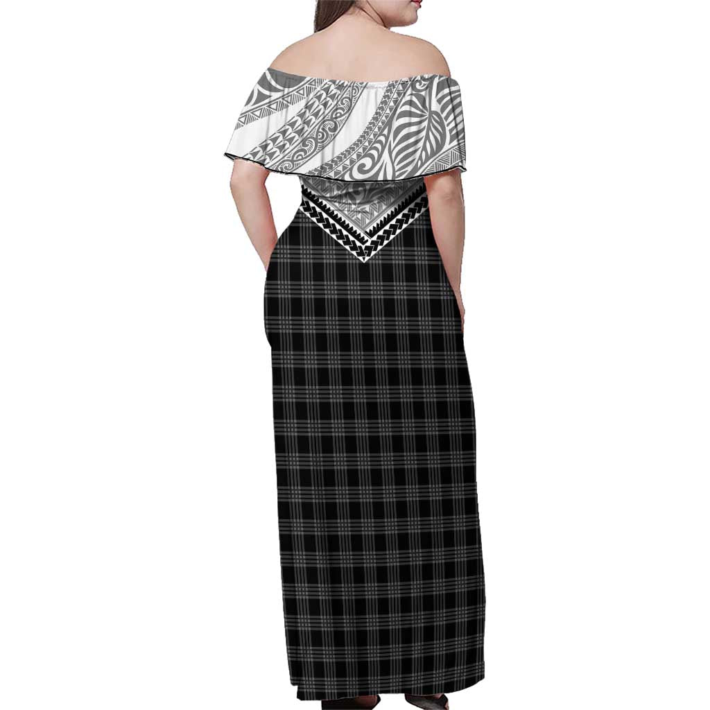 Aloha Hawaii Cowboys Paniolo Family Matching Off Shoulder Maxi Dress and Hawaiian Shirt Black Palaka LT7 - Polynesian Pride