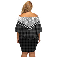 Aloha Hawaii Cowboys Paniolo Family Matching Off Shoulder Short Dress and Hawaiian Shirt Black Palaka LT7 - Polynesian Pride