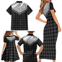 Aloha Hawaii Cowboys Paniolo Family Matching Short Sleeve Bodycon Dress and Hawaiian Shirt Black Palaka LT7 - Polynesian Pride