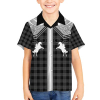 Aloha Hawaii Cowboys Paniolo Family Matching Tank Maxi Dress and Hawaiian Shirt Black Palaka LT7 Son's Shirt Black - Polynesian Pride