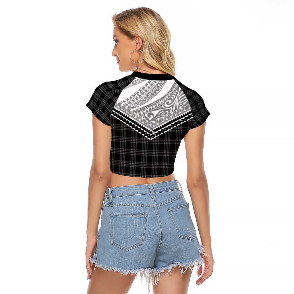 Aloha Hawaii Cowboys Paniolo Raglan Cropped T Shirt Black Palaka - Polynesian Pride