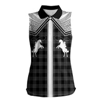 Aloha Hawaii Cowboys Paniolo Women Sleeveless Polo Shirt Black Palaka LT7 Female Black - Polynesian Pride
