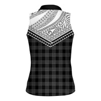 Aloha Hawaii Cowboys Paniolo Women Sleeveless Polo Shirt Black Palaka LT7 - Polynesian Pride