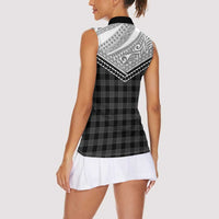Aloha Hawaii Cowboys Paniolo Women Sleeveless Polo Shirt Black Palaka LT7 - Polynesian Pride