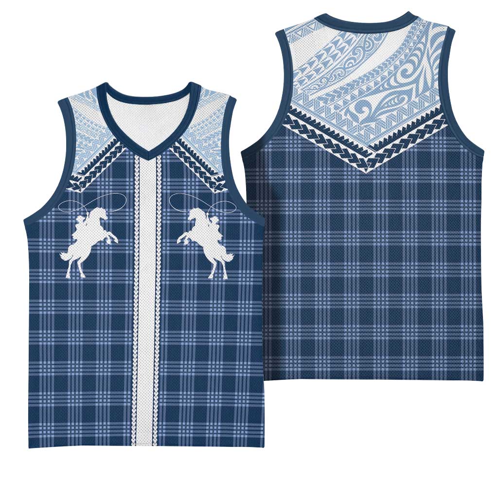 Aloha Hawaii Cowboys Paniolo Basketball Jersey Navy Blue Palaka - Polynesian Pride