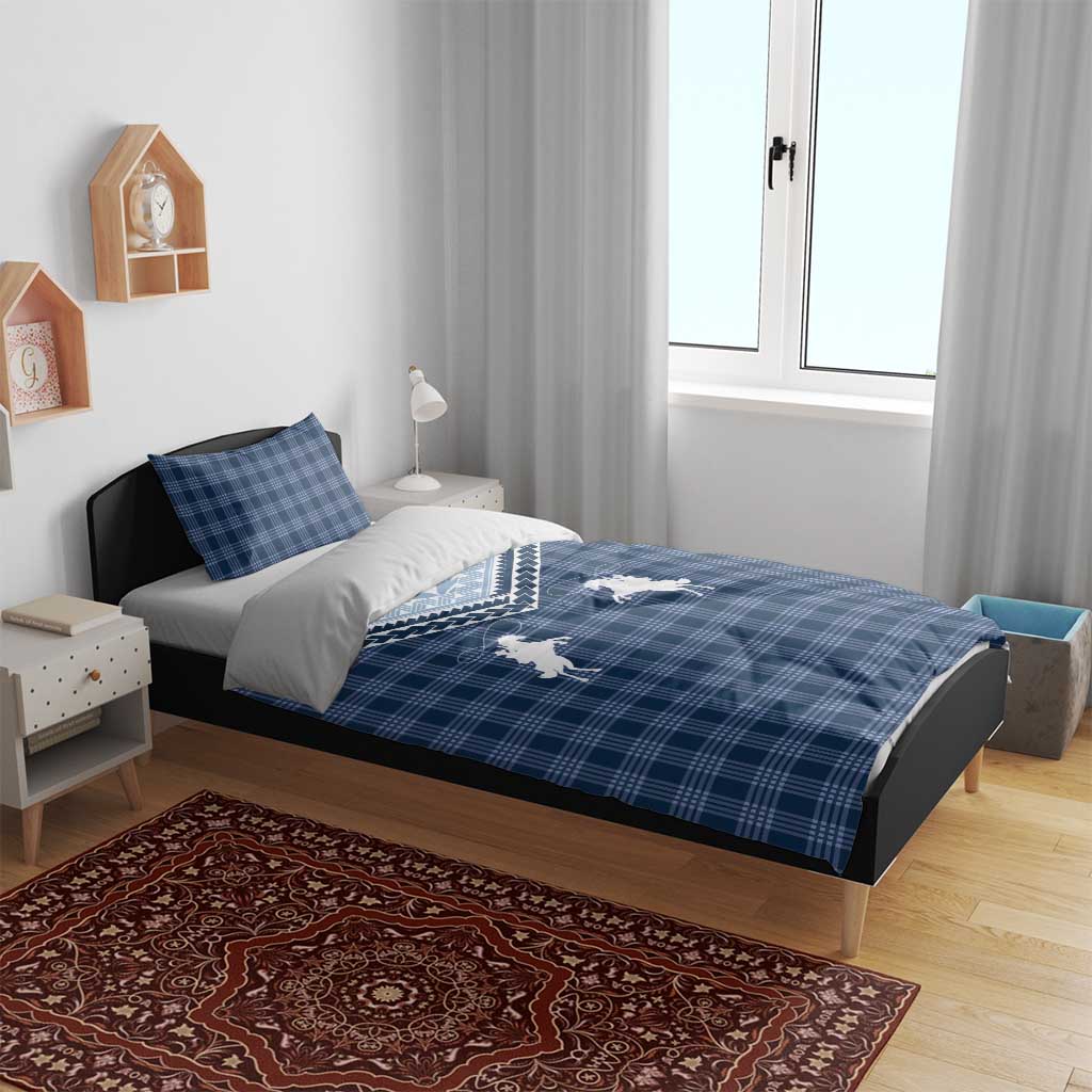 Aloha Hawaii Cowboys Paniolo Bedding Set Navy Blue Palaka - Polynesian Pride