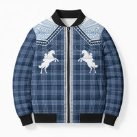 Aloha Hawaii Cowboys Paniolo Bomber Puffer Jacket Navy Blue Palaka - Polynesian Pride