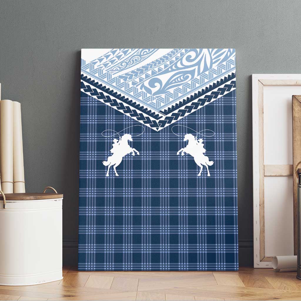 Aloha Hawaii Cowboys Paniolo Canvas Wall Art Navy Blue Palaka - Polynesian Pride