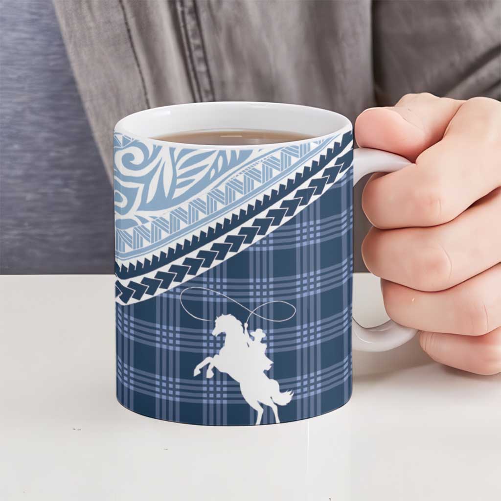 Aloha Hawaii Cowboys Paniolo Ceramic Mug Navy Blue Palaka - Polynesian Pride