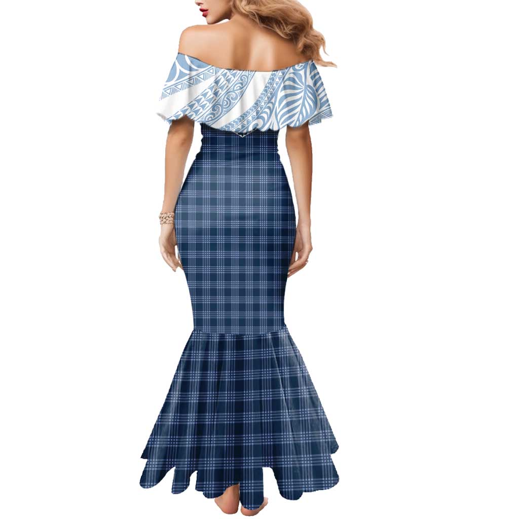 Aloha Hawaii Cowboys Paniolo Family Matching Mermaid Dress and Hawaiian Shirt Navy Blue Palaka LT7 - Polynesian Pride