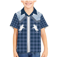 Aloha Hawaii Cowboys Paniolo Family Matching Mermaid Dress and Hawaiian Shirt Navy Blue Palaka LT7 Son's Shirt Navy - Polynesian Pride