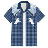 Aloha Hawaii Cowboys Paniolo Family Matching Off The Shoulder Long Sleeve Dress and Hawaiian Shirt Navy Blue Palaka LT7 Dad's Shirt - Short Sleeve Navy - Polynesian Pride