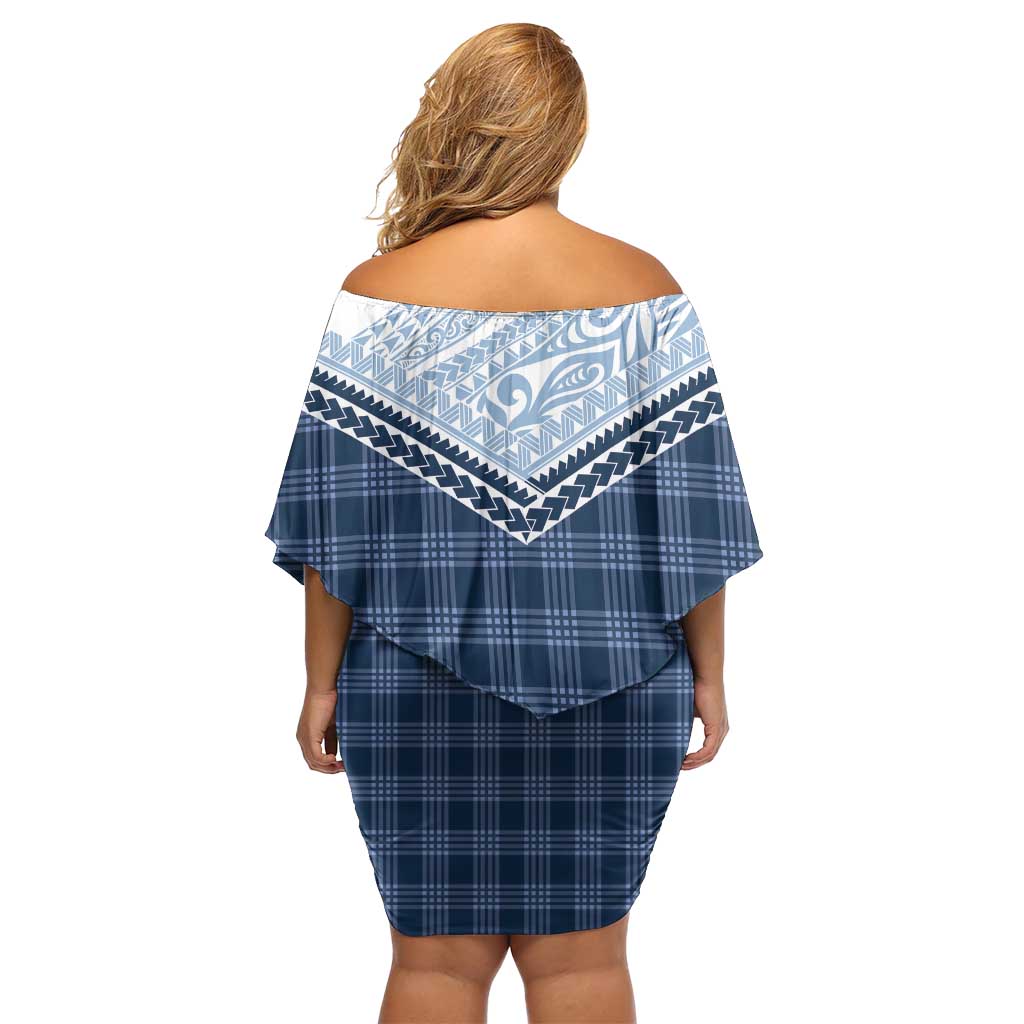 Aloha Hawaii Cowboys Paniolo Family Matching Off Shoulder Short Dress and Hawaiian Shirt Navy Blue Palaka LT7 - Polynesian Pride