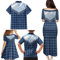 Aloha Hawaii Cowboys Paniolo Family Matching Puletasi and Hawaiian Shirt Navy Blue Palaka LT7 - Polynesian Pride