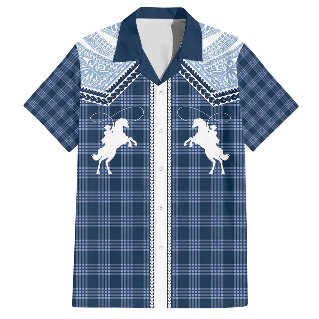 Aloha Hawaii Cowboys Paniolo Family Matching Summer Maxi Dress and Hawaiian Shirt Navy Blue Palaka LT7 Dad's Shirt - Short Sleeve Navy - Polynesian Pride