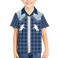 Aloha Hawaii Cowboys Paniolo Family Matching Tank Maxi Dress and Hawaiian Shirt Navy Blue Palaka LT7 Son's Shirt Navy - Polynesian Pride