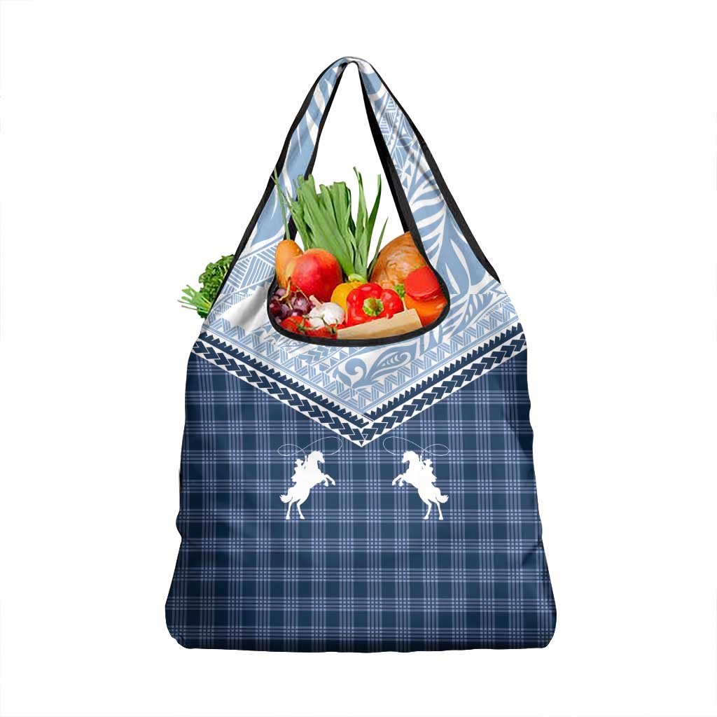Aloha Hawaii Cowboys Paniolo Grocery Bag Navy Blue Palaka - Polynesian Pride