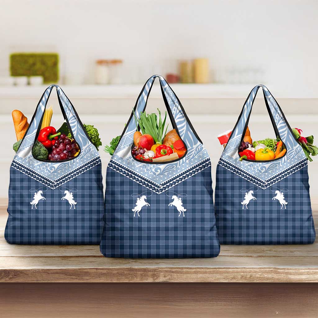 Aloha Hawaii Cowboys Paniolo Grocery Bag Navy Blue Palaka - Polynesian Pride