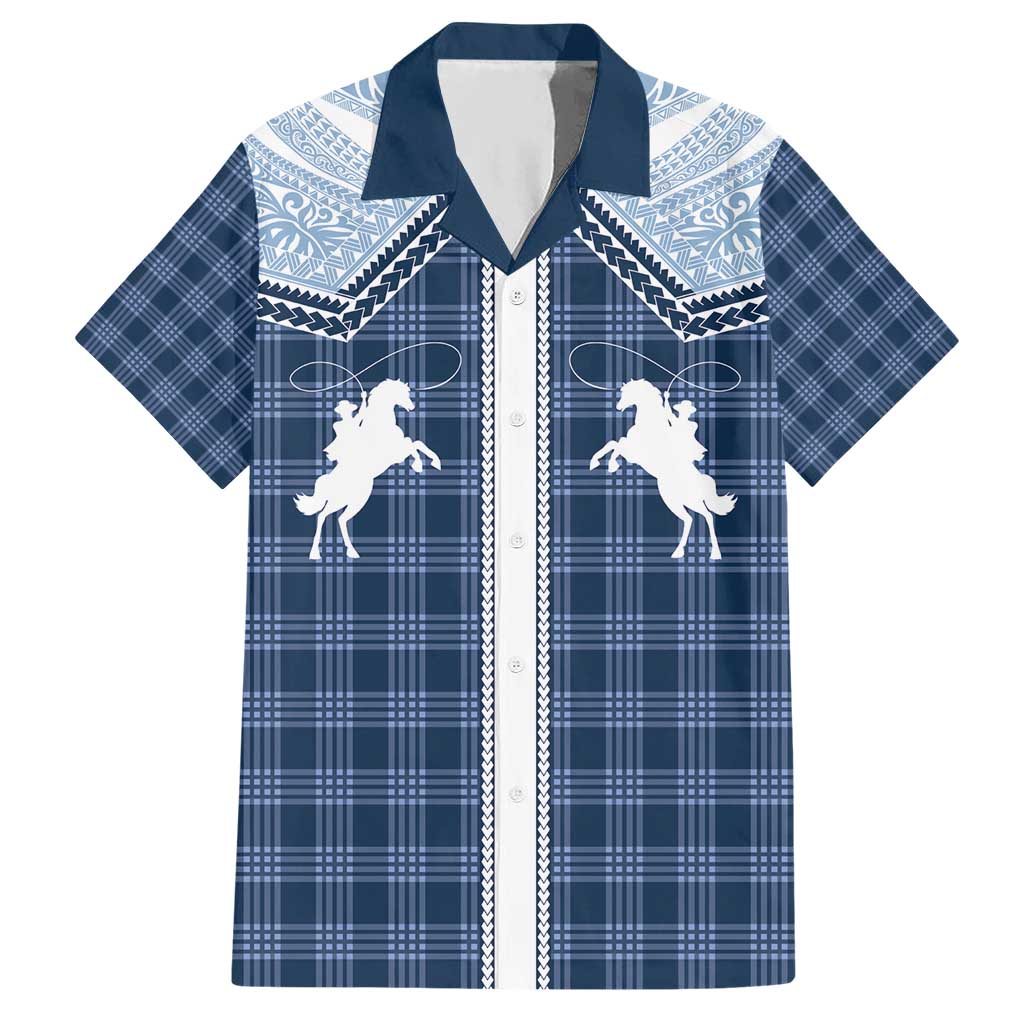 Aloha Hawaii Cowboys Paniolo Hawaiian Shirt Navy Blue Palaka - Polynesian Pride