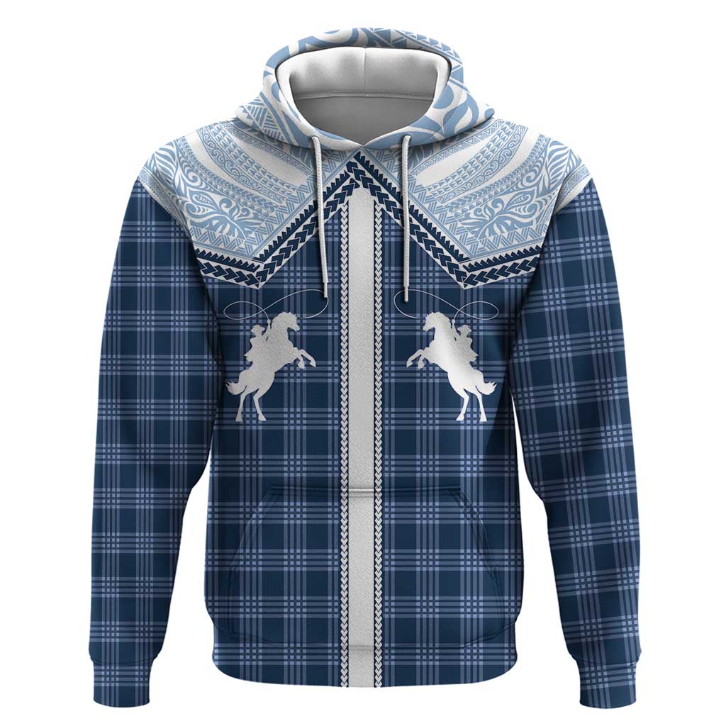 Aloha Hawaii Cowboys Paniolo Hoodie Navy Blue Palaka - Polynesian Pride
