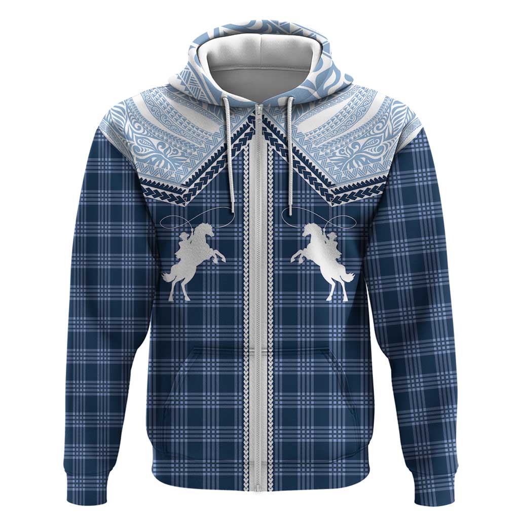 Aloha Hawaii Cowboys Paniolo Hoodie Navy Blue Palaka - Polynesian Pride