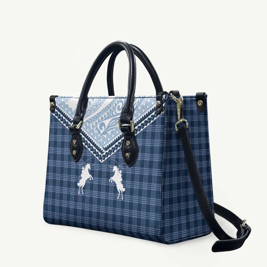 Aloha Hawaii Cowboys Paniolo Leather Bag Navy Blue Palaka - Polynesian Pride