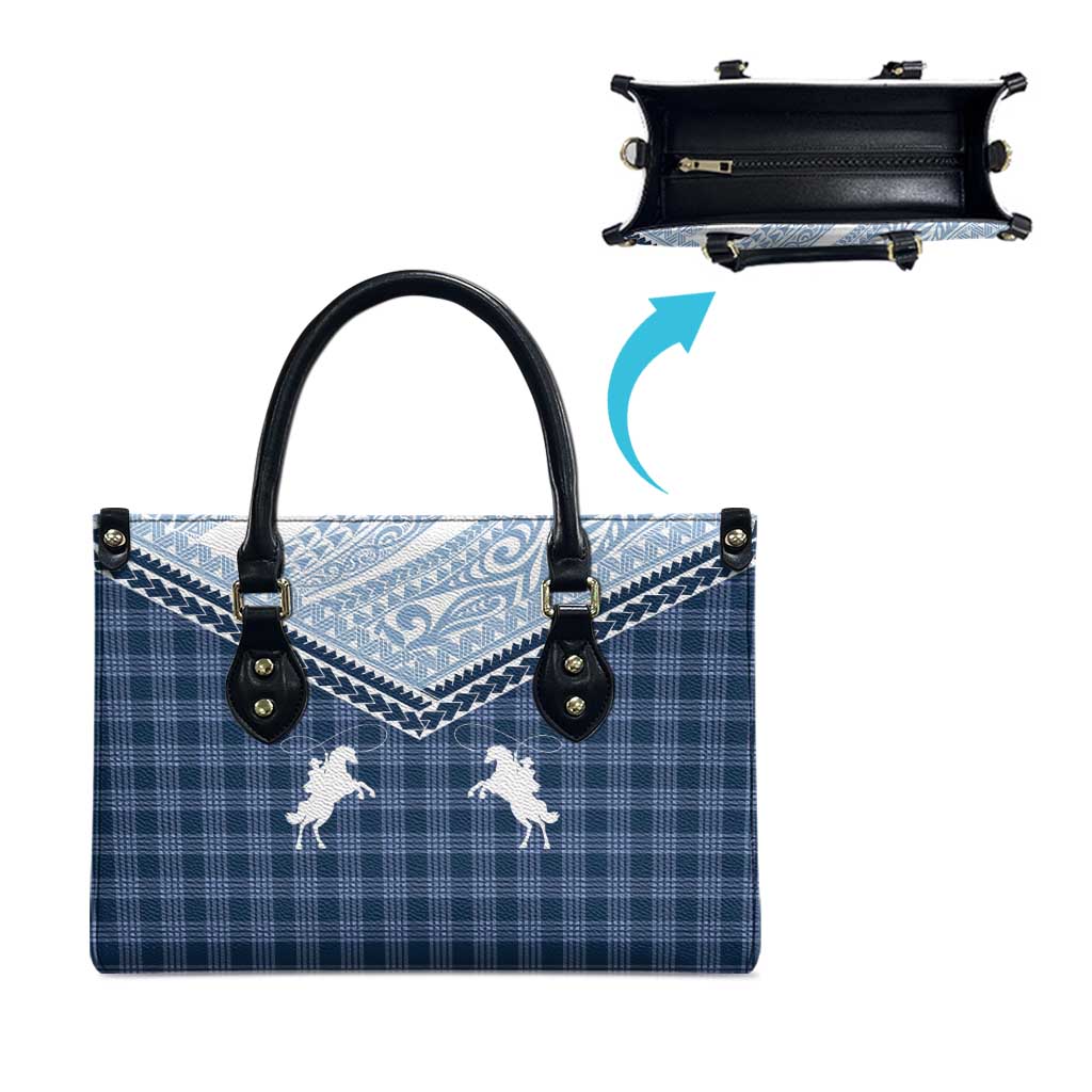 Aloha Hawaii Cowboys Paniolo Leather Bag Navy Blue Palaka - Polynesian Pride