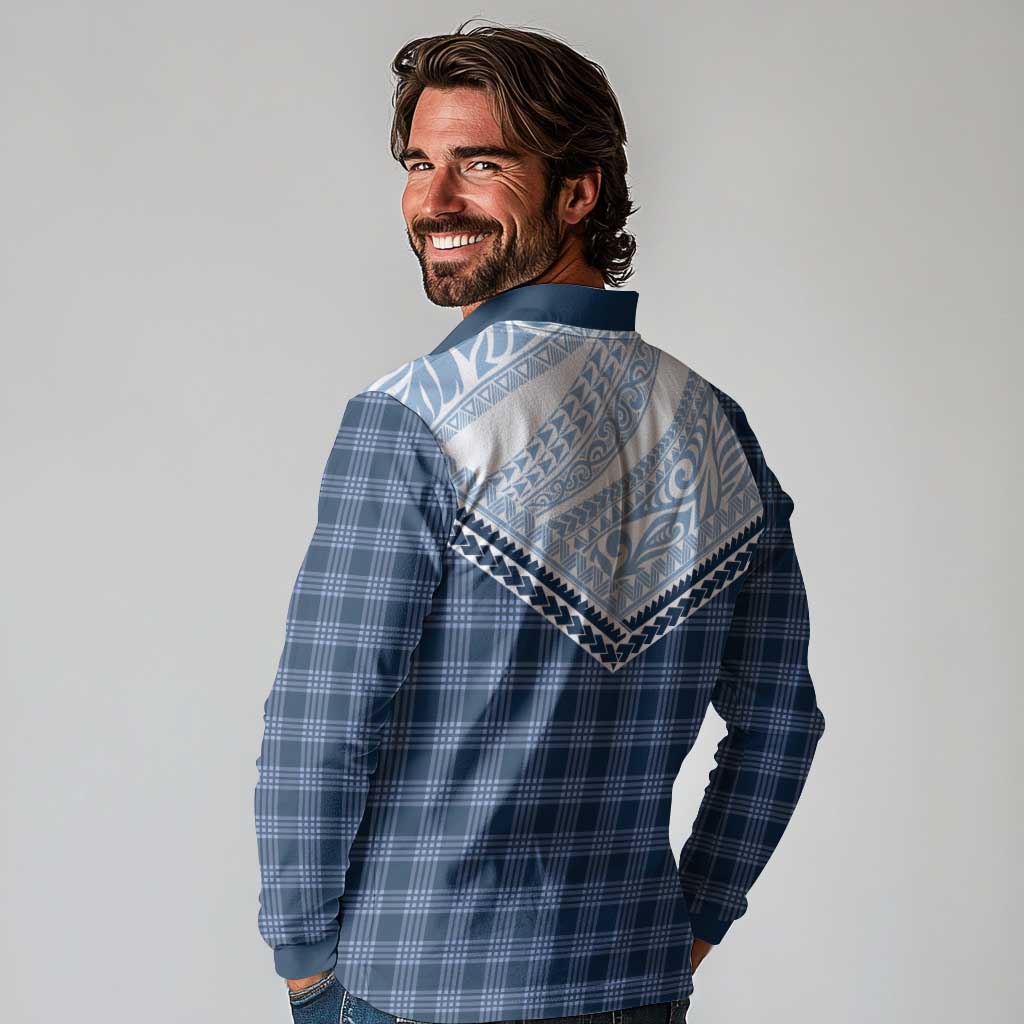 Aloha Hawaii Cowboys Paniolo Long Sleeve Polo Shirt Navy Blue Palaka - Polynesian Pride