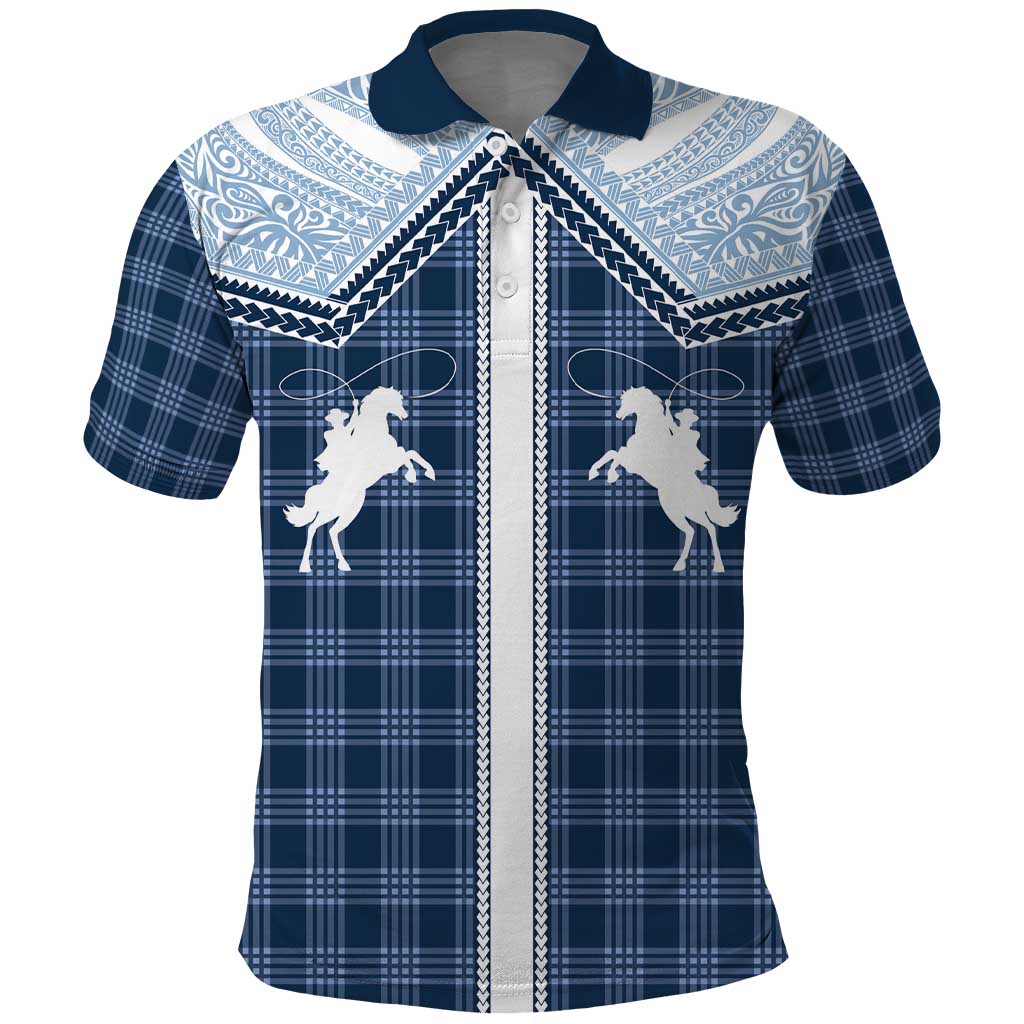 Aloha Hawaii Cowboys Paniolo Polo Shirt Navy Blue Palaka - Polynesian Pride