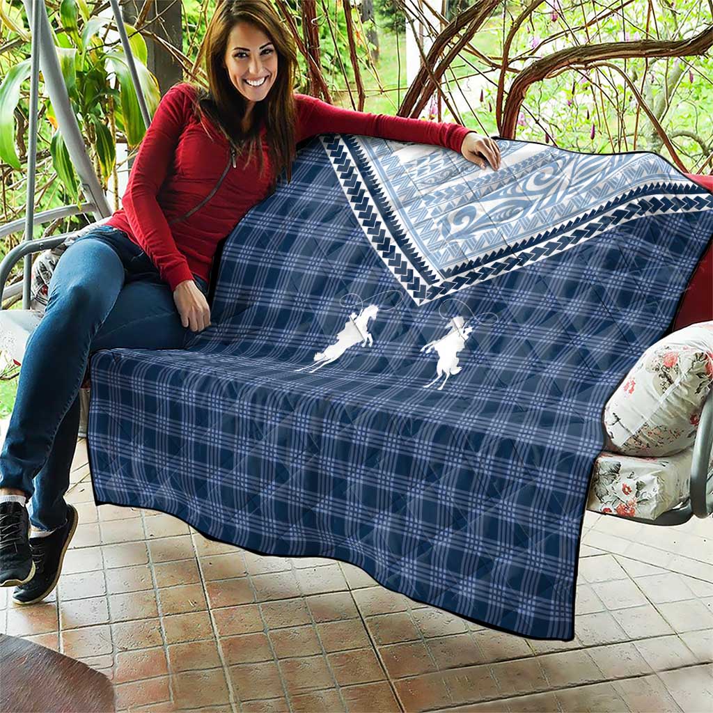 Aloha Hawaii Cowboys Paniolo Quilt Navy Blue Palaka - Polynesian Pride