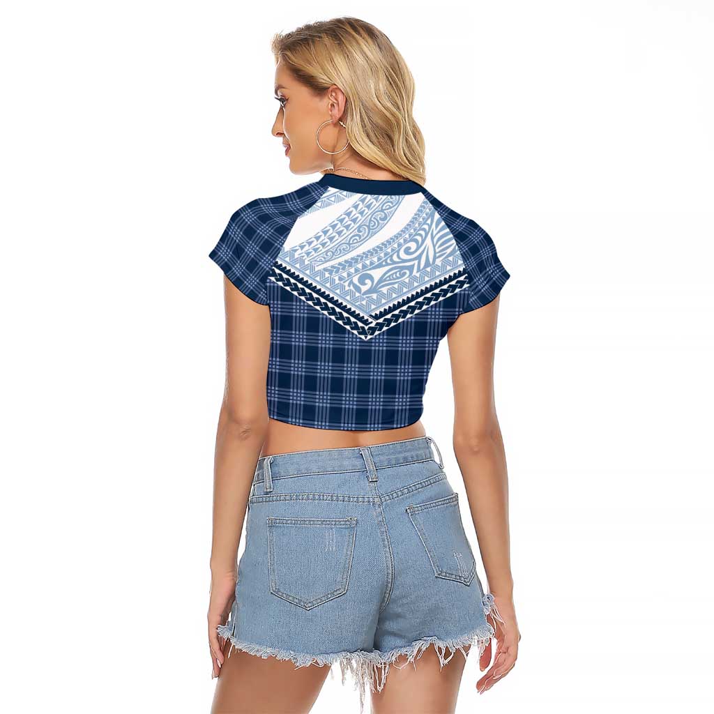 Aloha Hawaii Cowboys Paniolo Raglan Cropped T Shirt Navy Blue Palaka - Polynesian Pride
