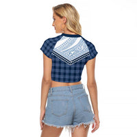 Aloha Hawaii Cowboys Paniolo Raglan Cropped T Shirt Navy Blue Palaka - Polynesian Pride