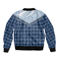 Aloha Hawaii Cowboys Paniolo Sleeve Zip Bomber Jacket Navy Blue Palaka - Polynesian Pride