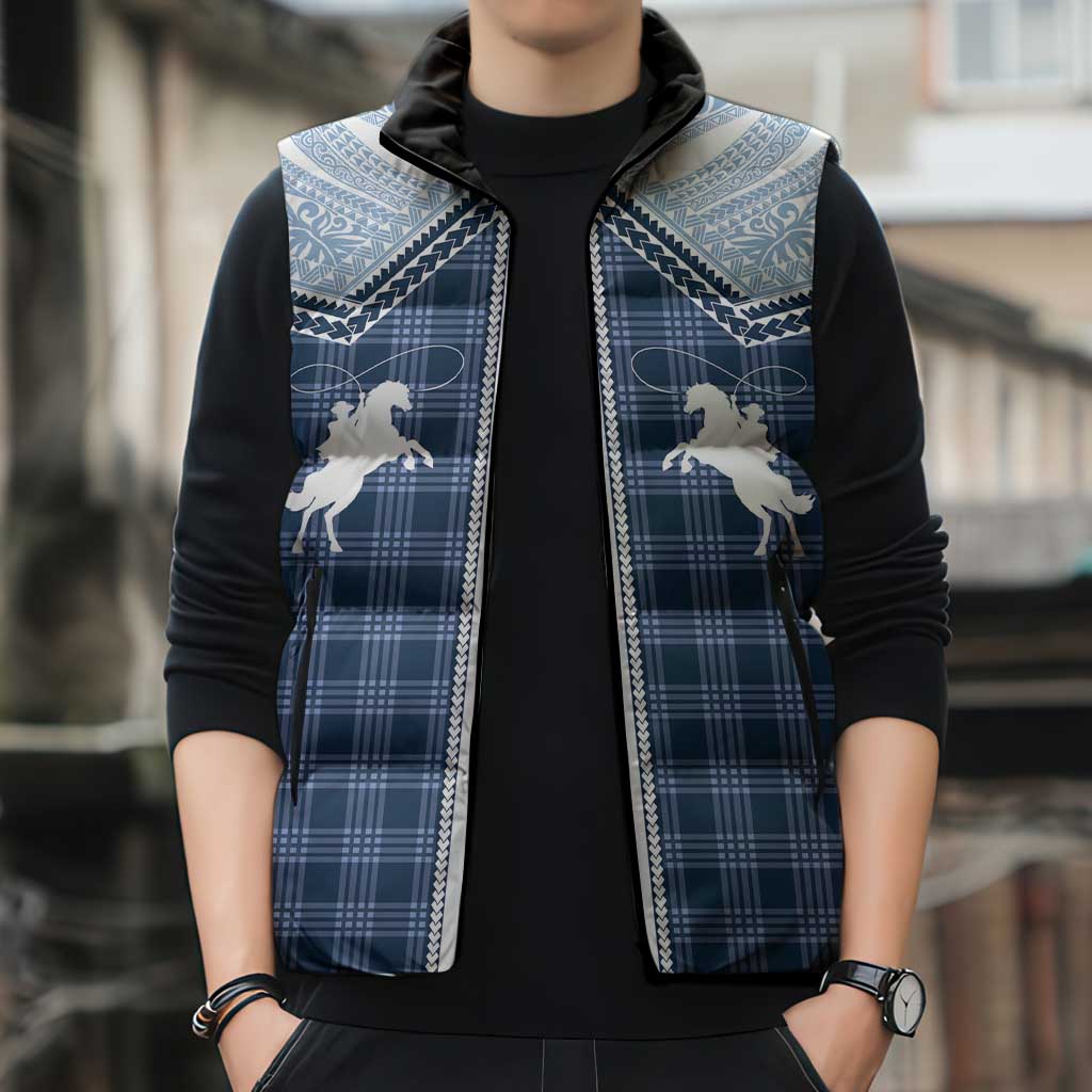 Aloha Hawaii Cowboys Paniolo Sleeveless Puffer Jacket Navy Blue Palaka - Polynesian Pride