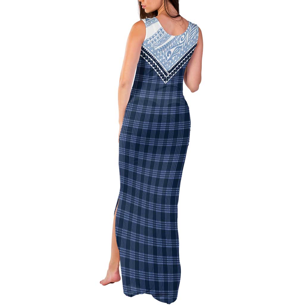 Aloha Hawaii Cowboys Paniolo Tank Maxi Dress Navy Blue Palaka - Polynesian Pride