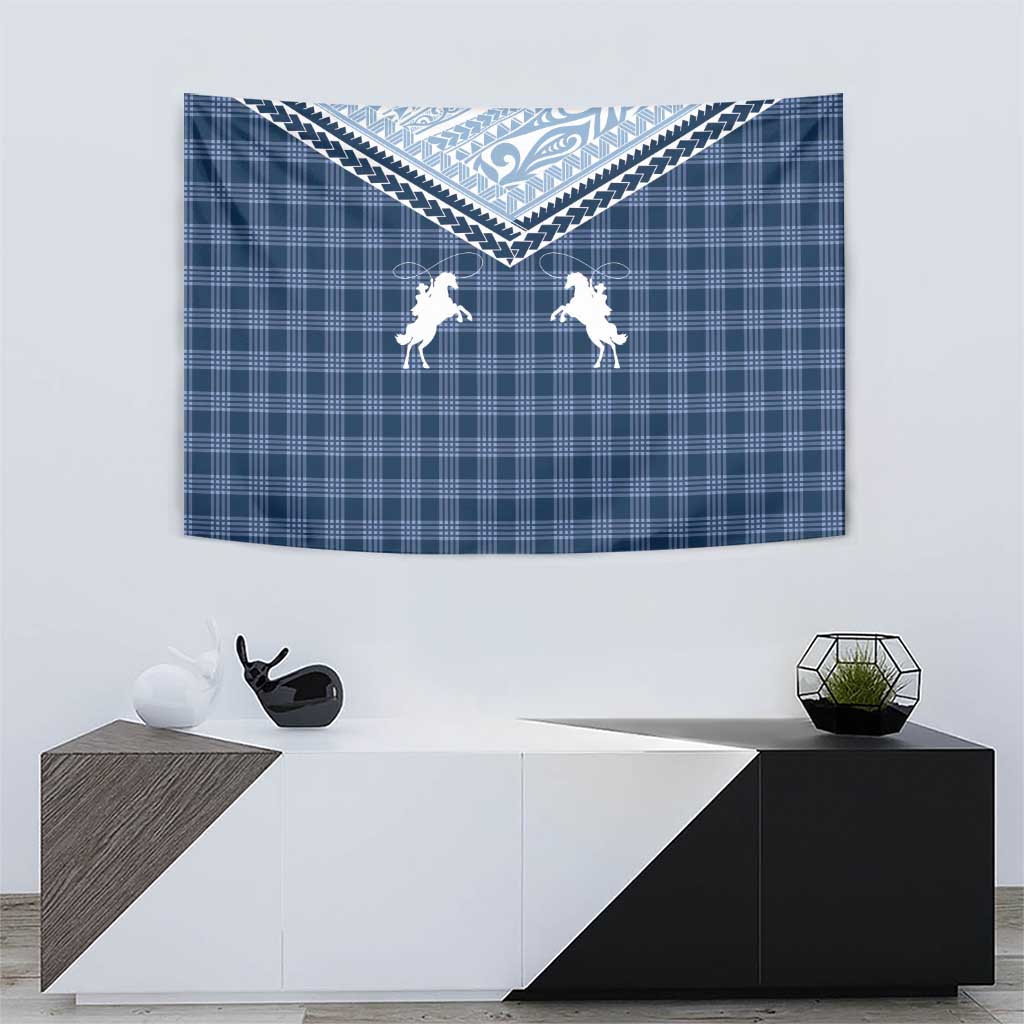Aloha Hawaii Cowboys Paniolo Tapestry Navy Blue Palaka - Polynesian Pride