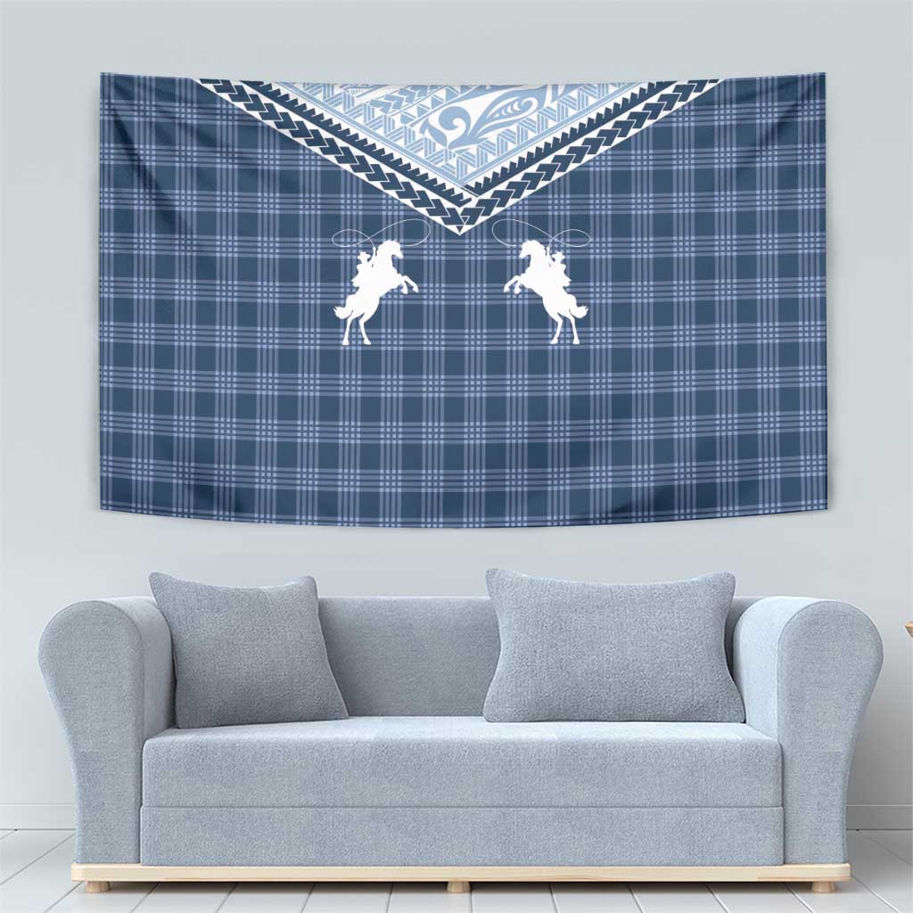 Aloha Hawaii Cowboys Paniolo Tapestry Navy Blue Palaka - Polynesian Pride