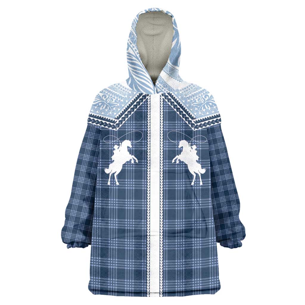 Aloha Hawaii Cowboys Paniolo Wearable Blanket Hoodie Navy Blue Palaka - Polynesian Pride