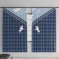 Aloha Hawaii Cowboys Paniolo Window Curtain Navy Blue Palaka LT7 With Hooks Navy - Polynesian Pride