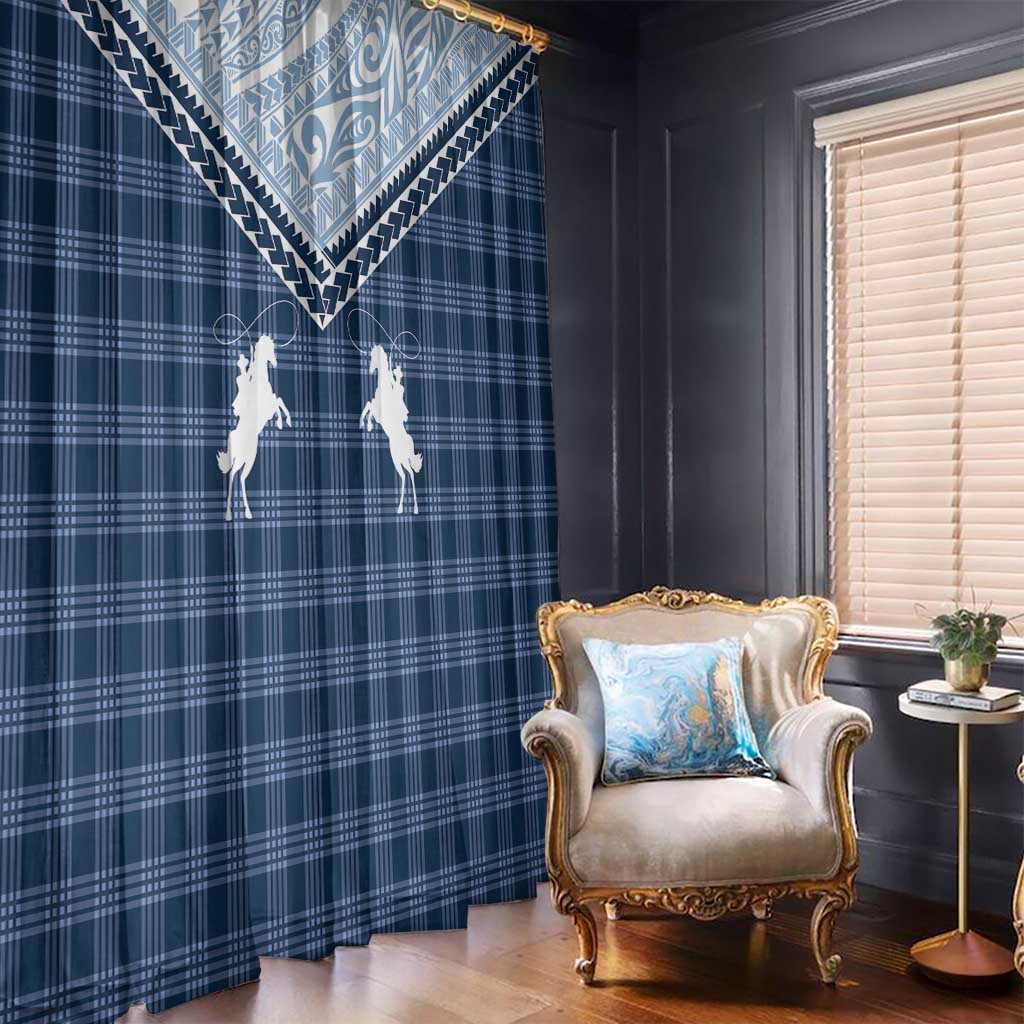 Aloha Hawaii Cowboys Paniolo Window Curtain Navy Blue Palaka LT7 - Polynesian Pride