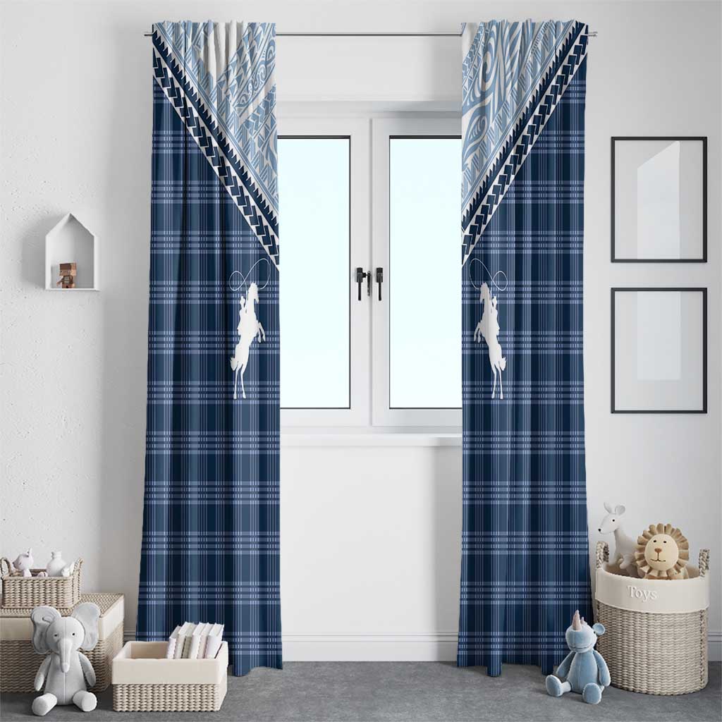 Aloha Hawaii Cowboys Paniolo Window Curtain Navy Blue Palaka LT7 - Polynesian Pride