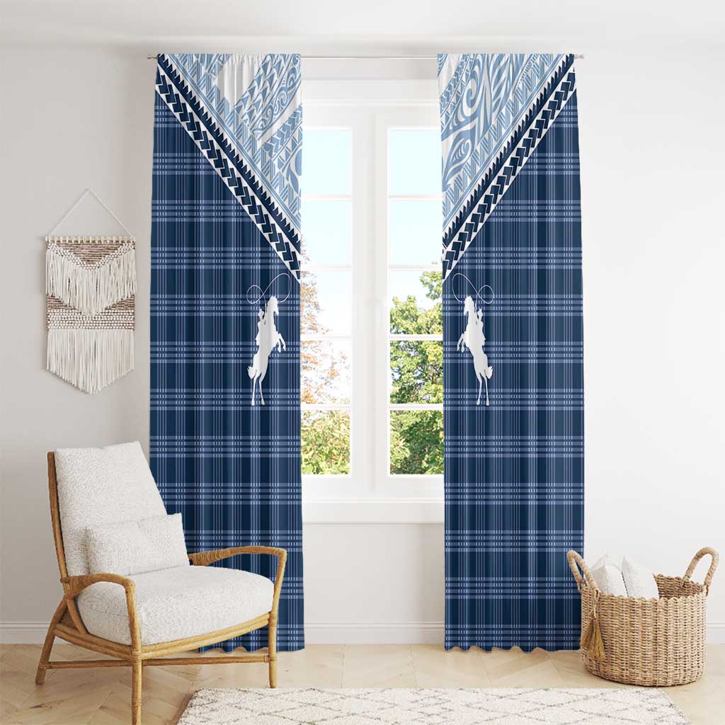 Aloha Hawaii Cowboys Paniolo Window Curtain Navy Blue Palaka LT7 - Polynesian Pride