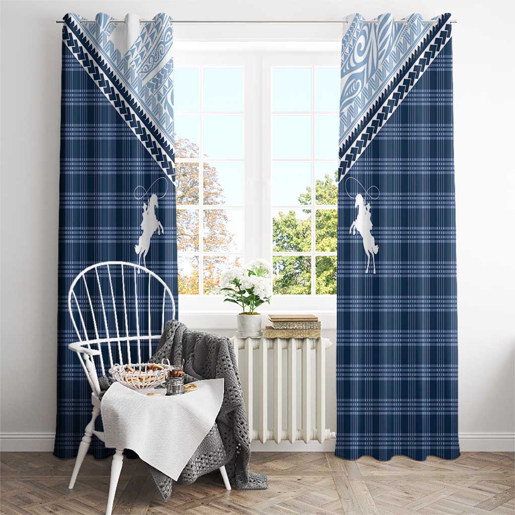 Aloha Hawaii Cowboys Paniolo Window Curtain Navy Blue Palaka LT7 - Polynesian Pride