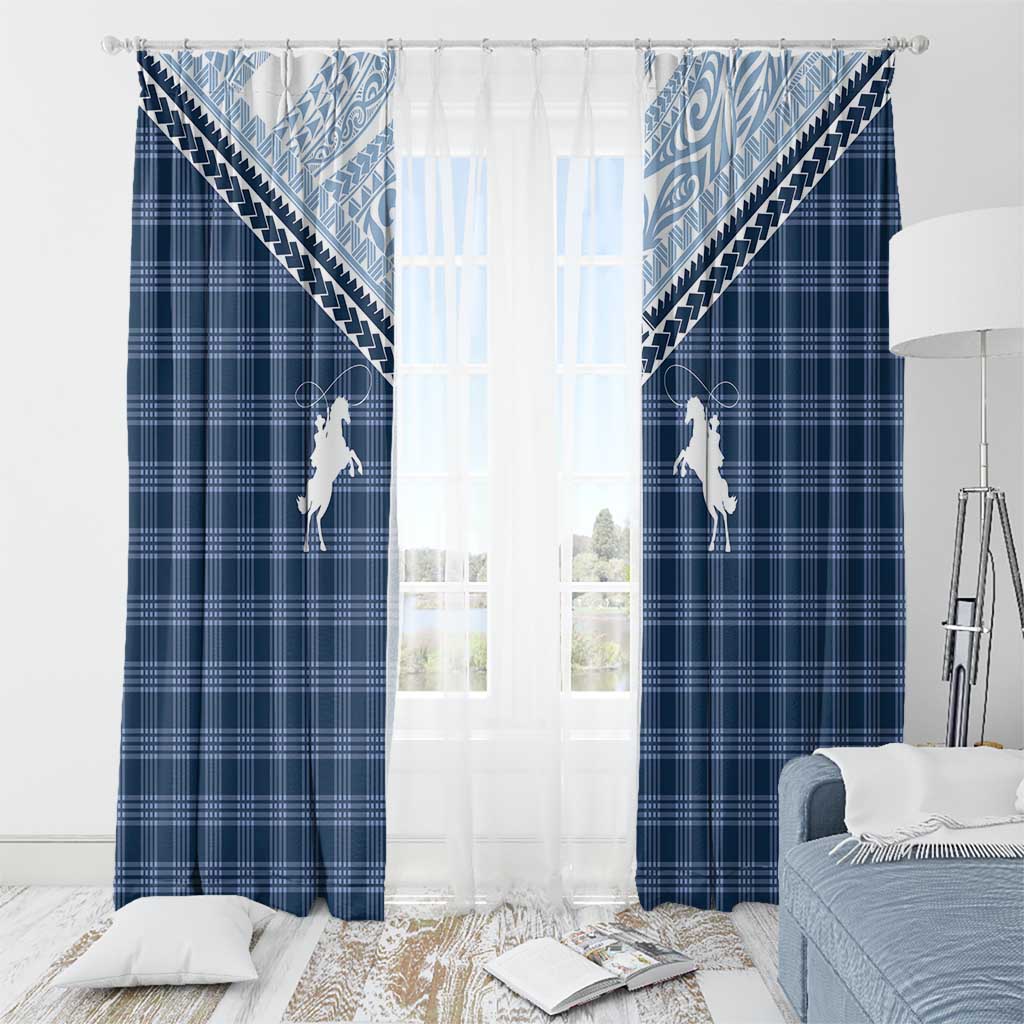 Aloha Hawaii Cowboys Paniolo Window Curtain Navy Blue Palaka LT7 - Polynesian Pride