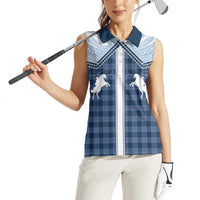 Aloha Hawaii Cowboys Paniolo Women Sleeveless Polo Shirt Navy Blue Palaka LT7 - Polynesian Pride