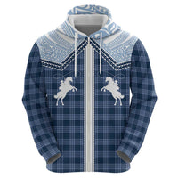 Aloha Hawaii Cowboys Paniolo Zip Hoodie Navy Blue Palaka - Polynesian Pride