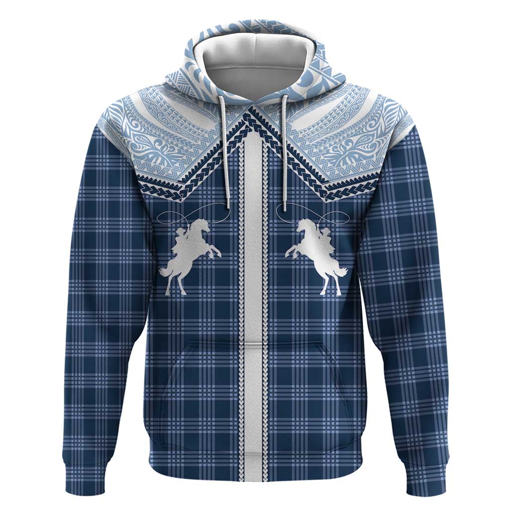 Aloha Hawaii Cowboys Paniolo Zip Hoodie Navy Blue Palaka - Polynesian Pride