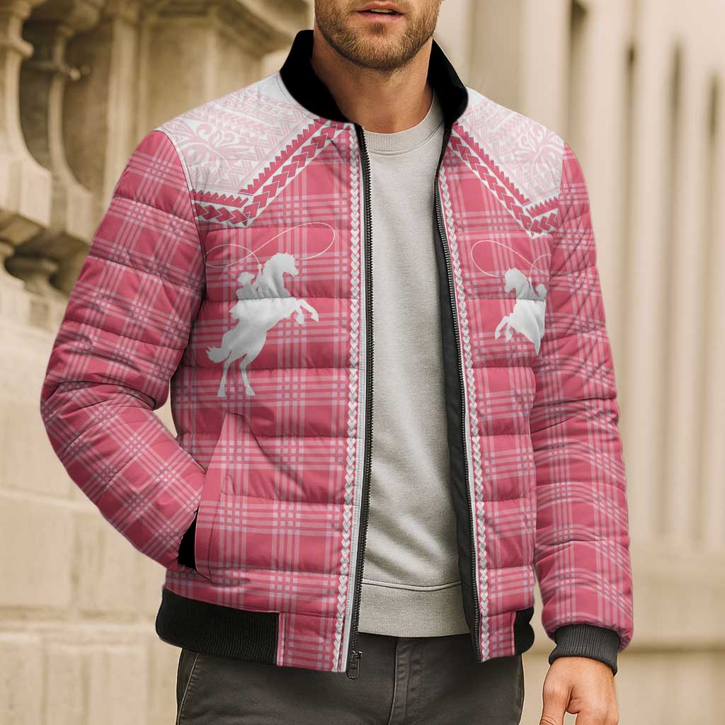 Aloha Hawaii Cowboys Paniolo Bomber Puffer Jacket Rose Palaka LT7 - Polynesian Pride