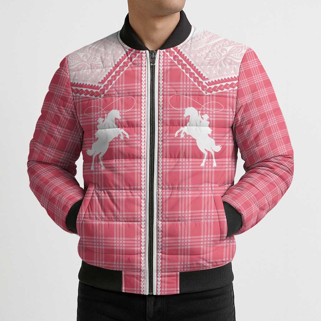 Aloha Hawaii Cowboys Paniolo Bomber Puffer Jacket Rose Palaka LT7 - Polynesian Pride